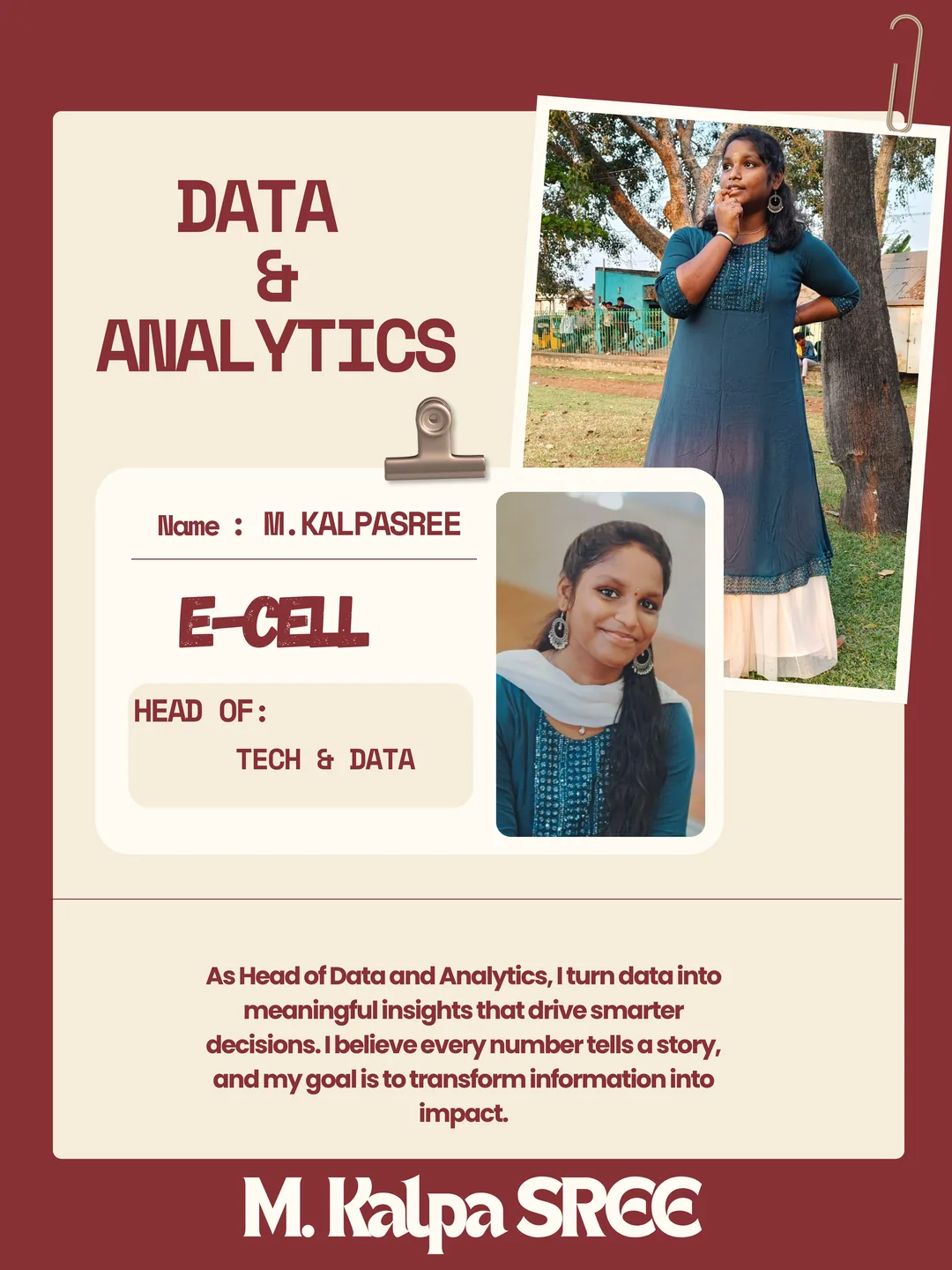 M. Kalpasree, Data Analytics Head