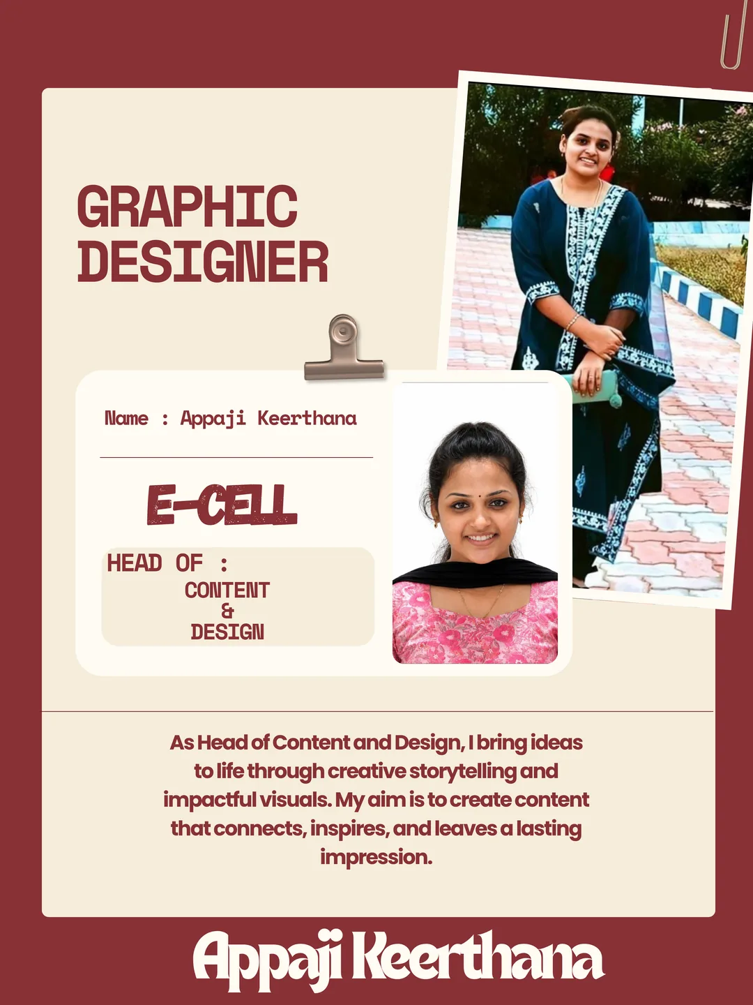 Appaji Keerthana, Graphic Design Head